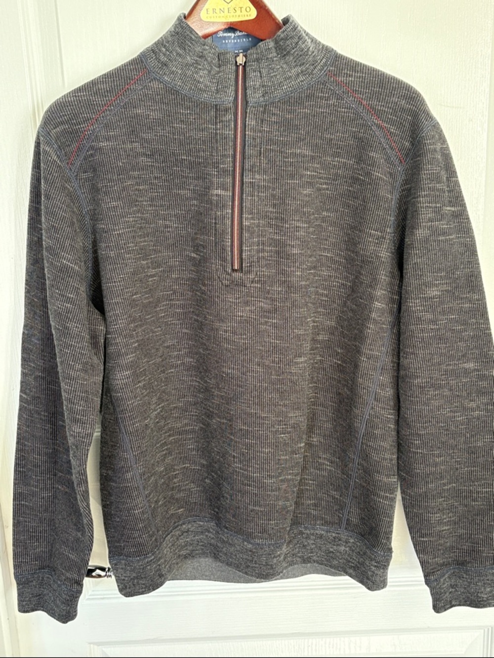 Tommy Bahama reversible Gray/ dark Grey Half-Zip Sweater